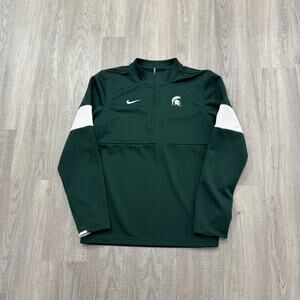 Nike Michigan State Spartans 1/4 Zip Men's Small Green Sweatshirt MSU Sparty